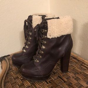 Leather/Faux fur upper Ankle boots